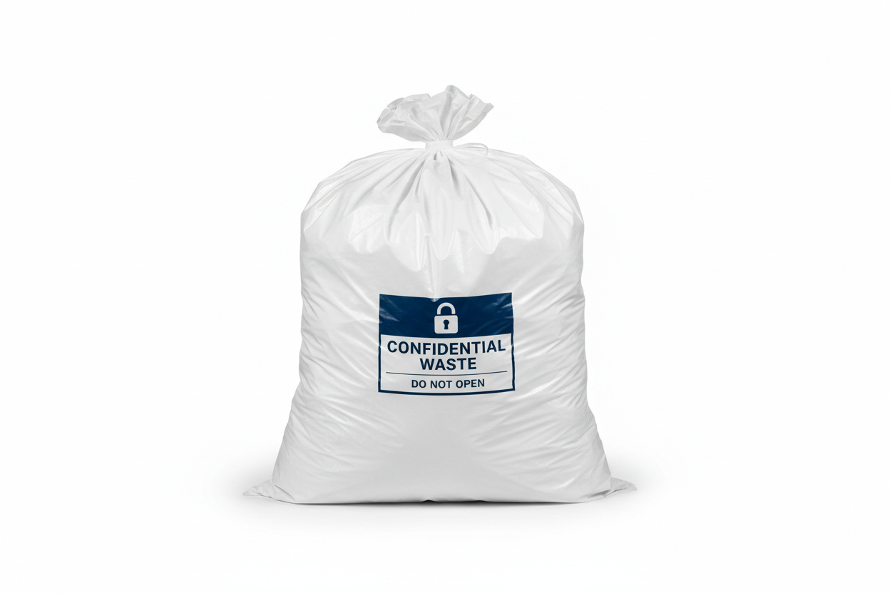 Confidential waste bags filled with documents ready for secure collection and data destruction service