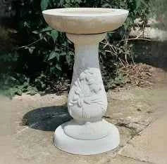 Eco-friendly bird bath collection and recycling service in garden setting