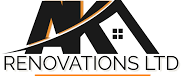 Business card for AK Renovations Ltd with contact information and services offered.